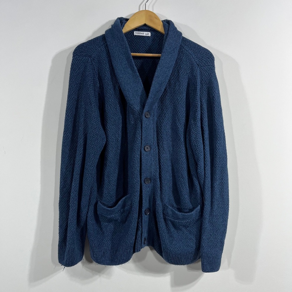 Sonoma Preppy Academia Y2K Shawl Collar Cardigan Sweater Mens XL‎ Button Front